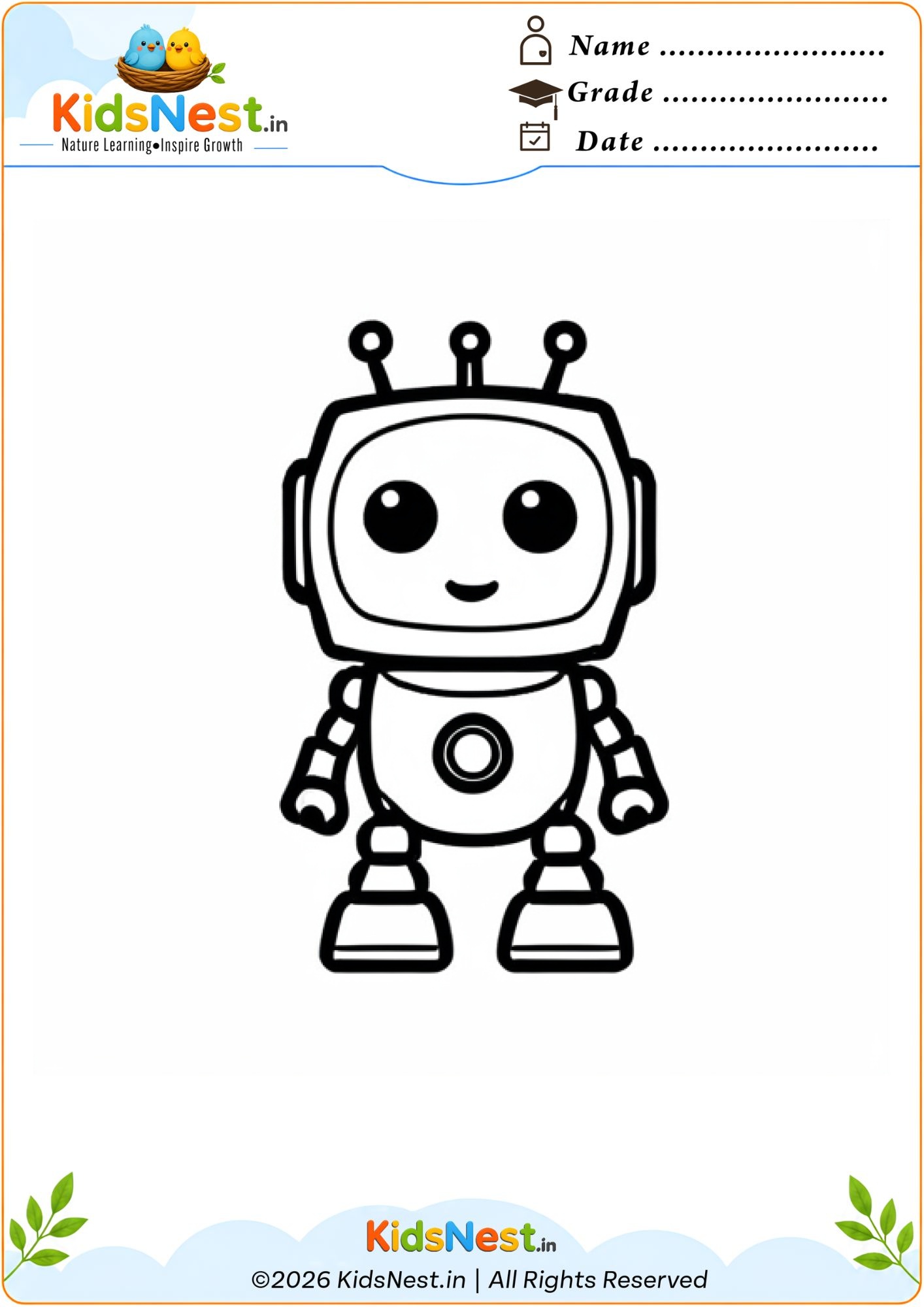 Printable Robot Coloring Page for Kids | Free Activity Sheet