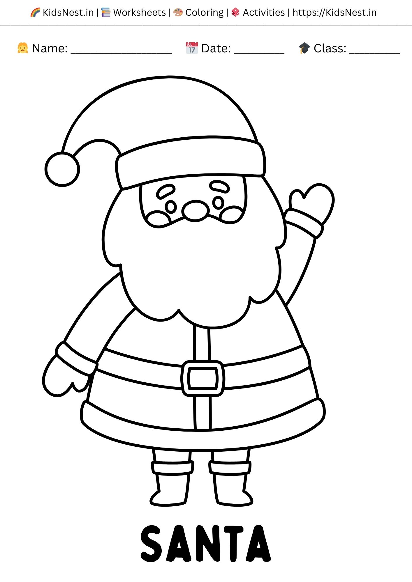 Printable Santa Coloring Pages for Kids - Free Christmas Fun