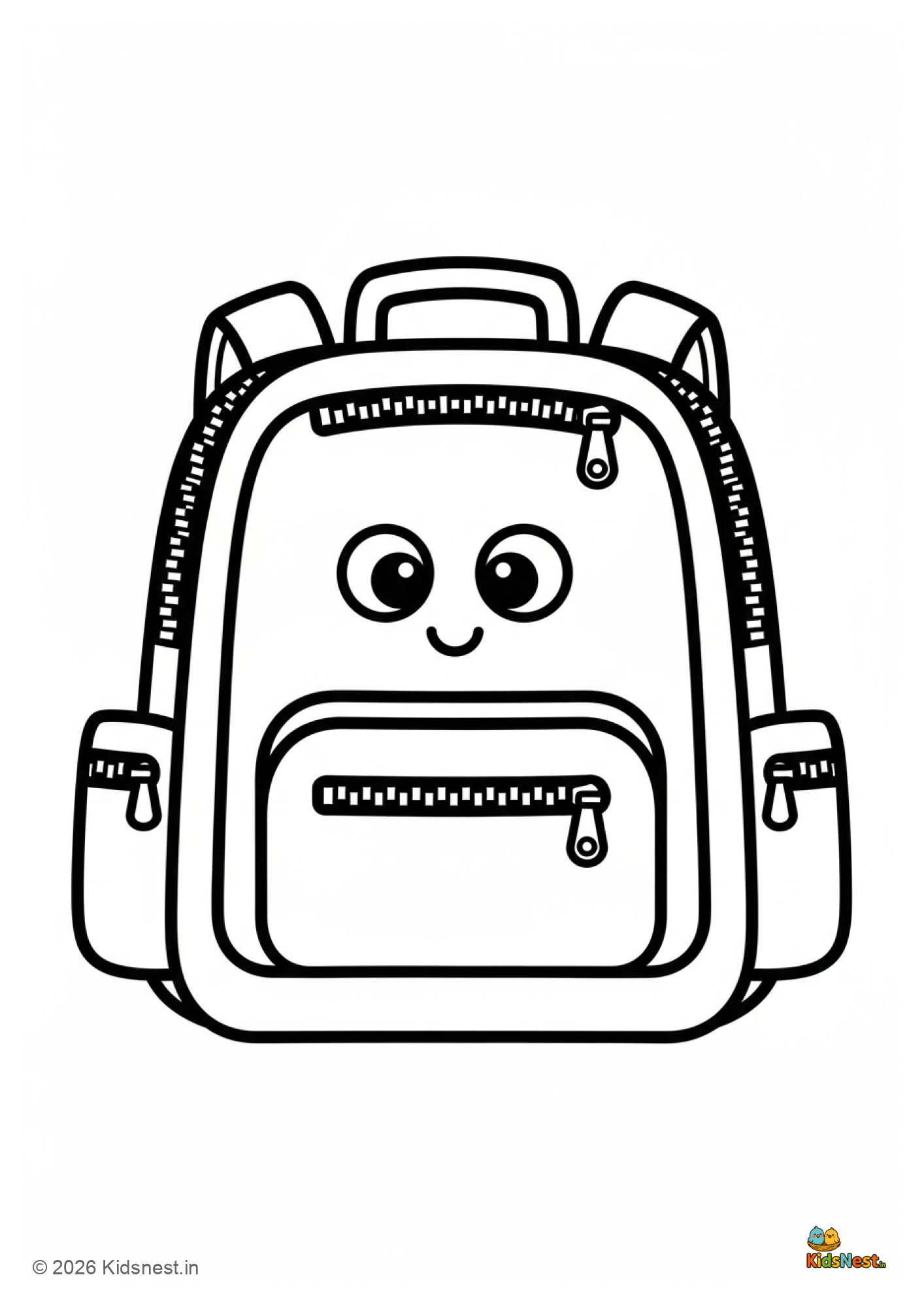 School Bag Colouring Page for Kids | Free Printable Worksheet
