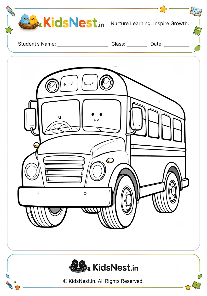 School Bus Coloring Activity for Kids | Free Printable PDF