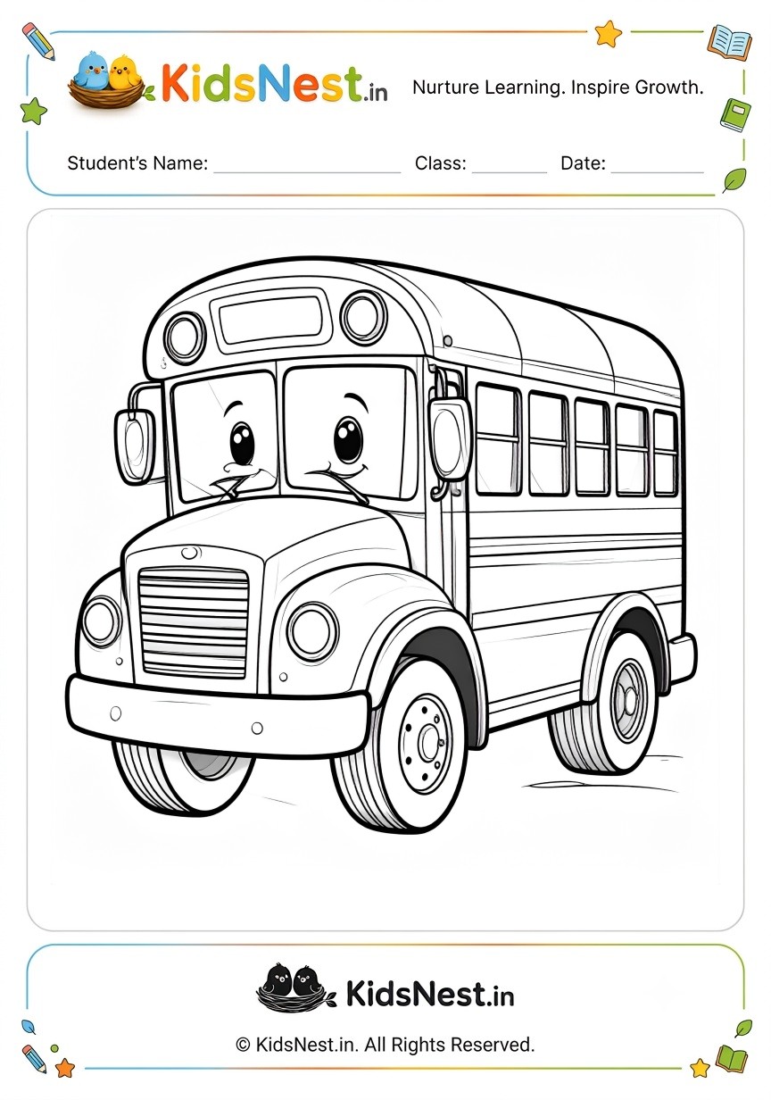 School Bus Coloring Page for Kids | Free Printable Worksheet