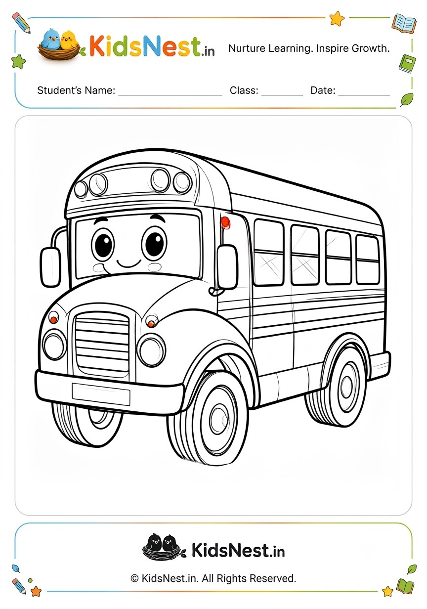 School Bus Coloring Worksheet | Free Printable for Kids