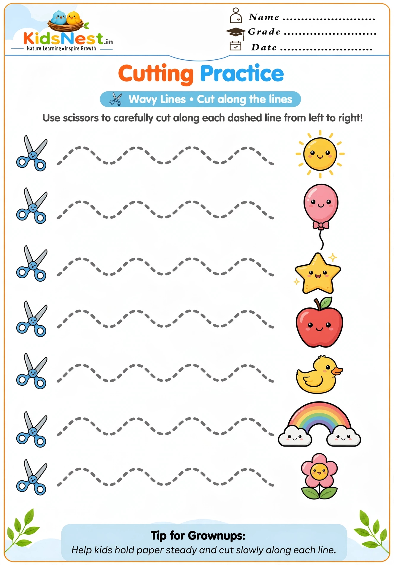 Scissors Skills Worksheet Part 2 | Printable Cutting Practice