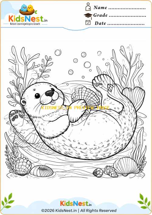 Cute Sea Otter Coloring Page | Printable for Kids