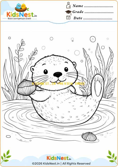 Cute Sea Otter Coloring Page for Kids | Free Printable