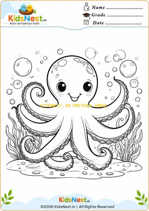 Free Printable Octopus Coloring Page for Kids | Educational Art