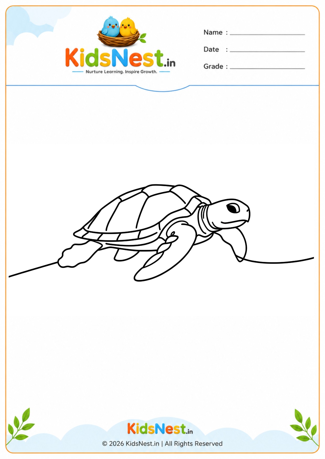 Free Printable Sea Turtle Coloring Page for Kids | Educational