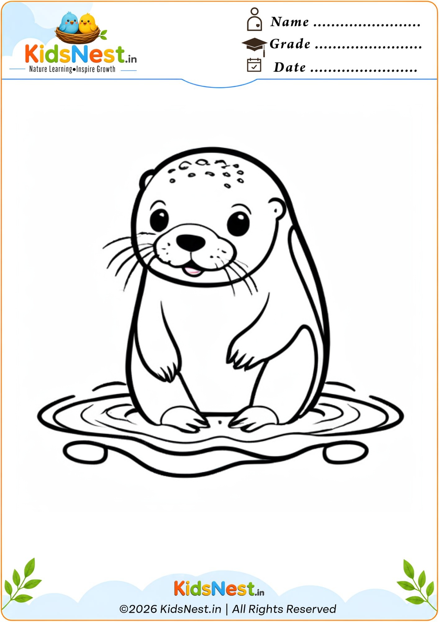 Seal Coloring Worksheet for Kids | Free Printable PDF