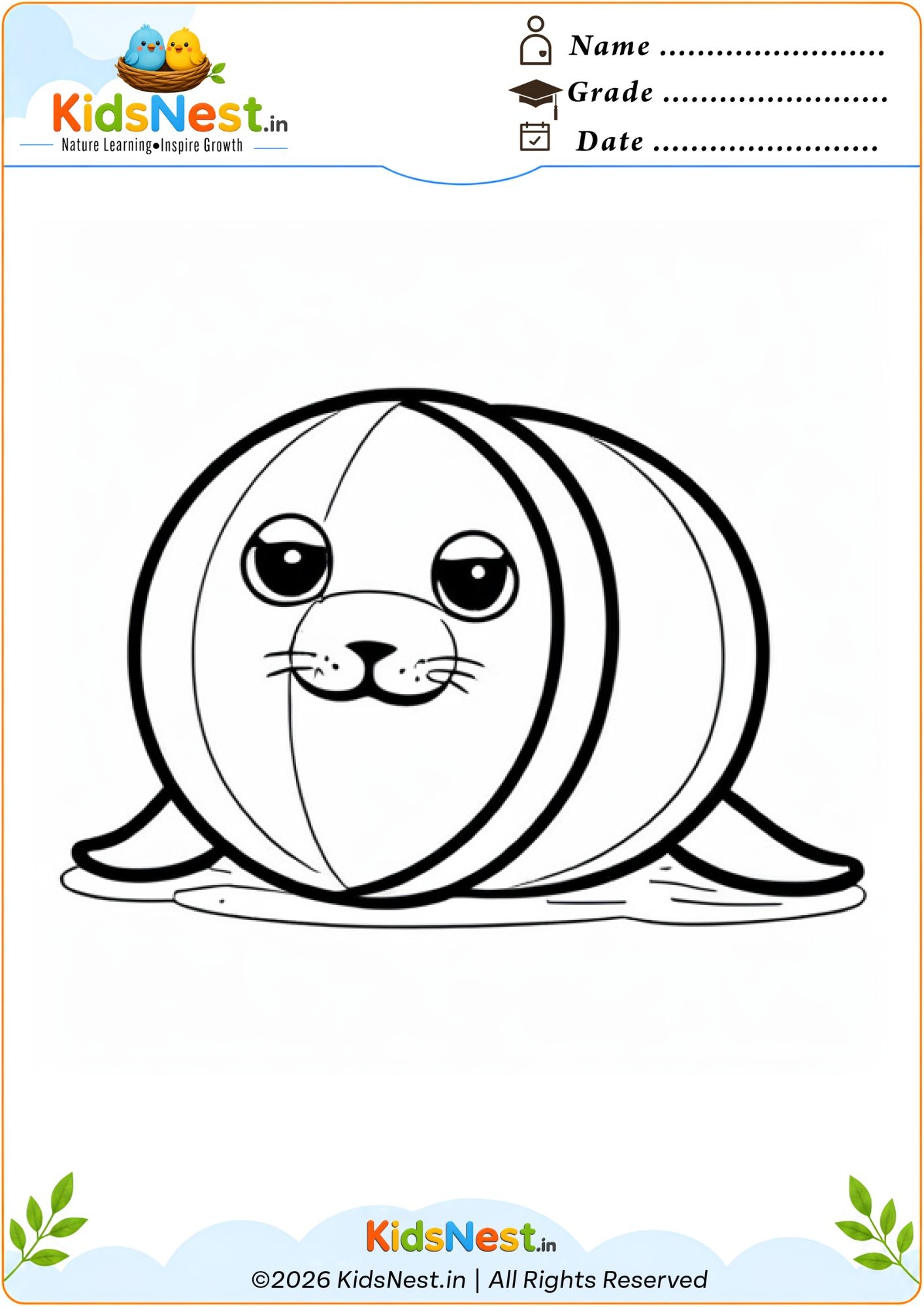 Seal Coloring Worksheet | Free Printable for Kids