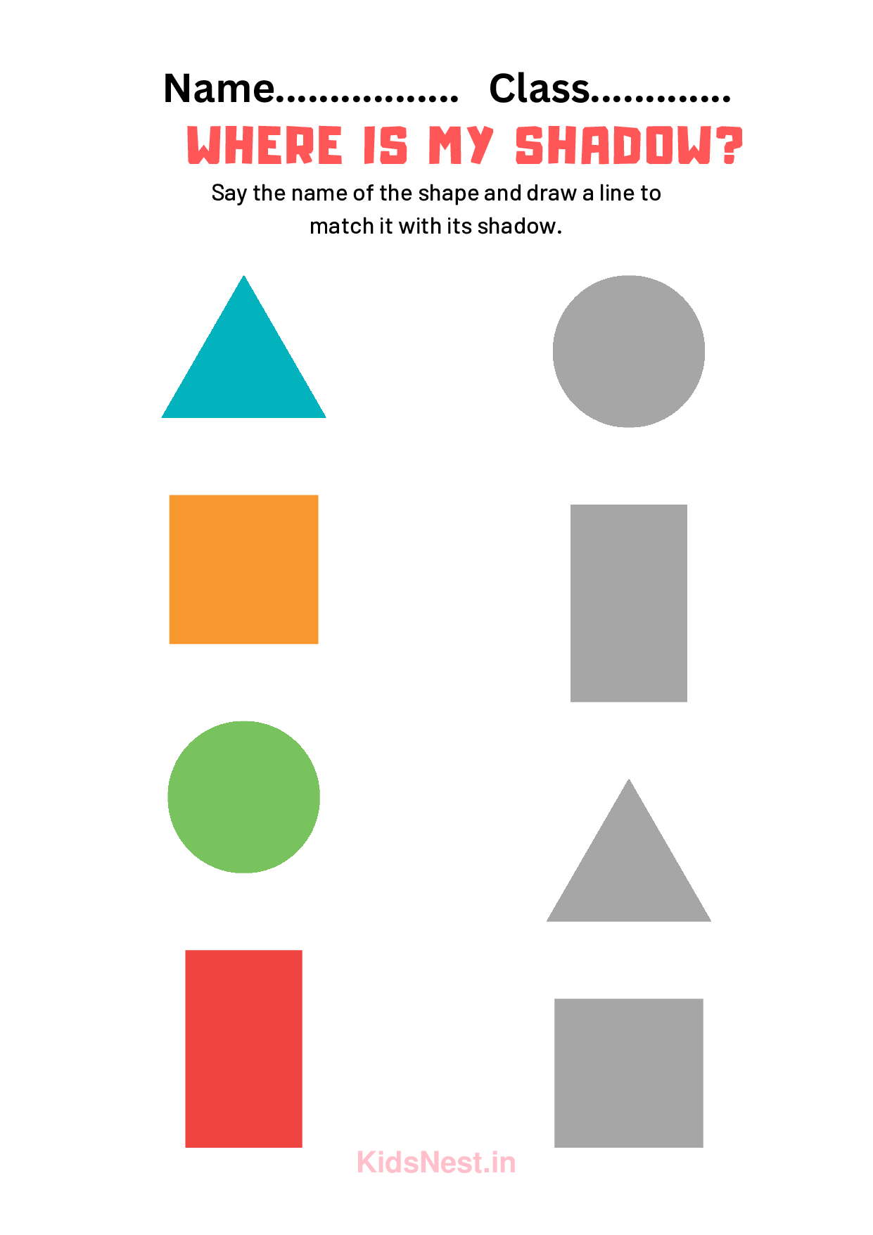 Shadow Matching Activity for Kids | Free Printable Worksheet