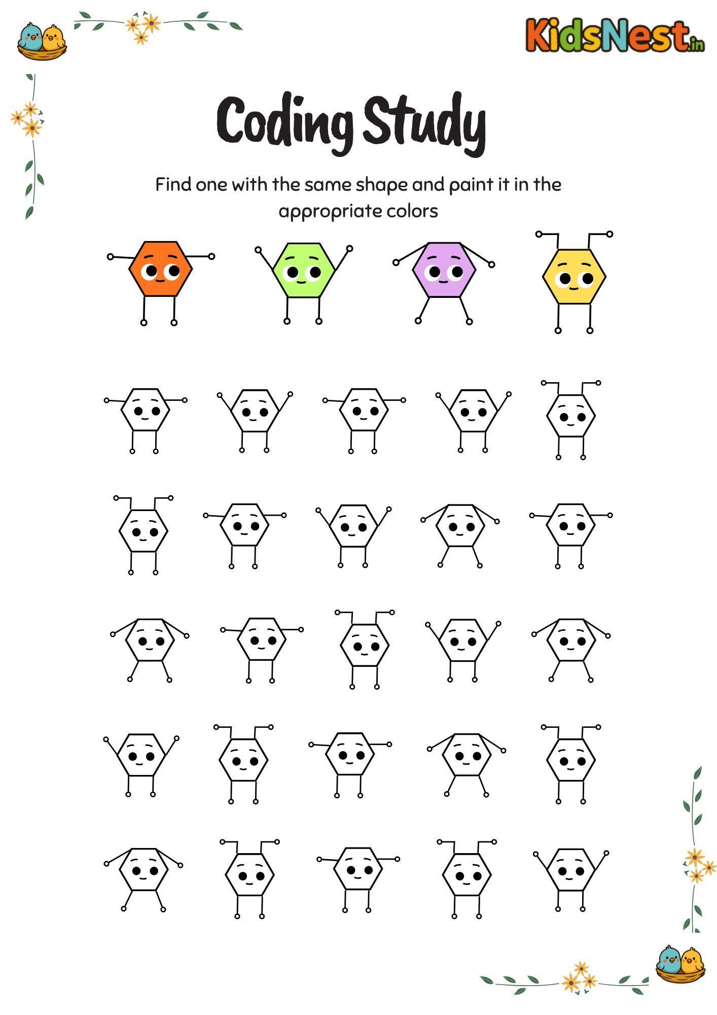 Fun Shape Coloring Pages for Kids | Printable Worksheets