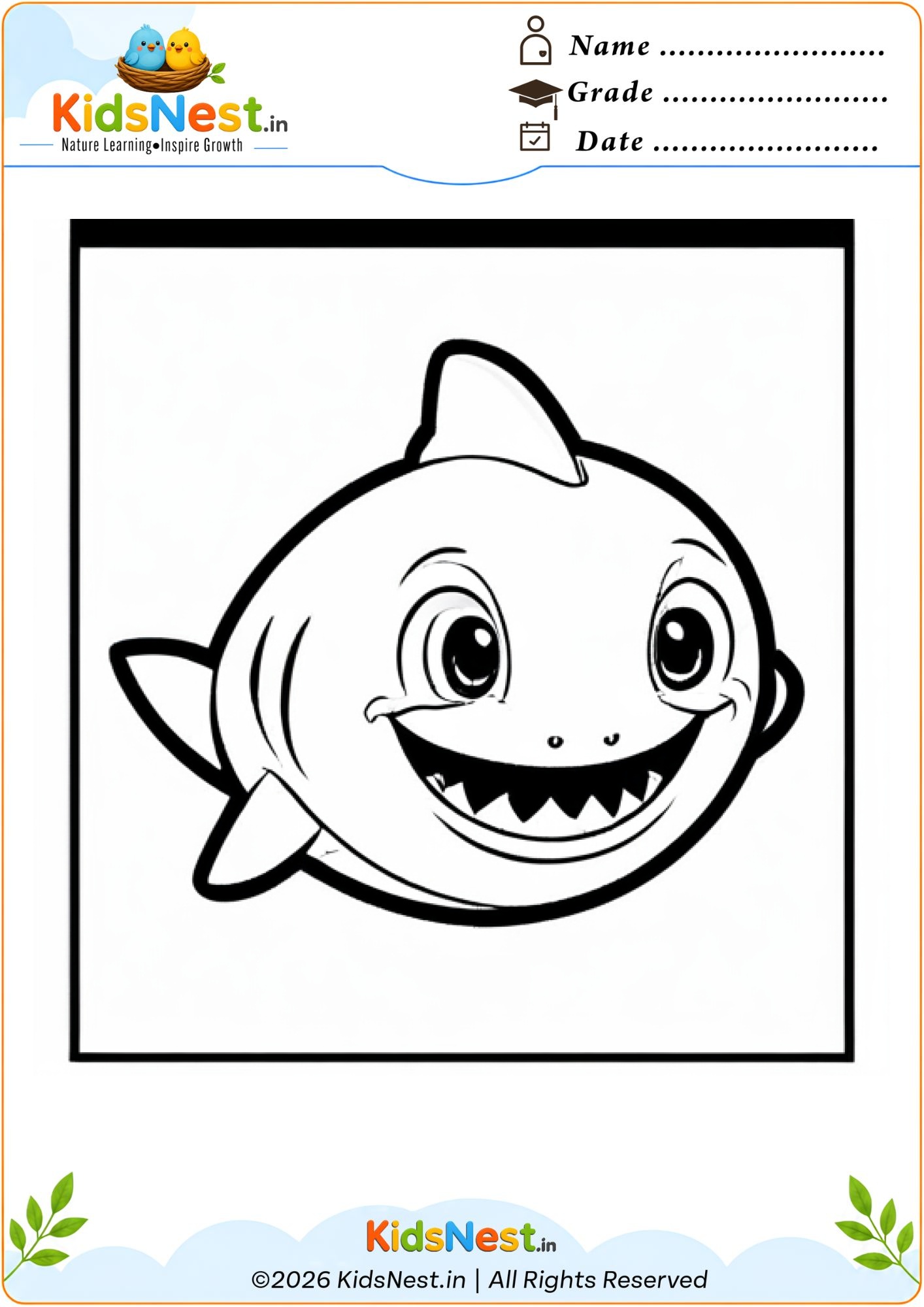 Free Shark Coloring Worksheet for Kids | Printable Activity