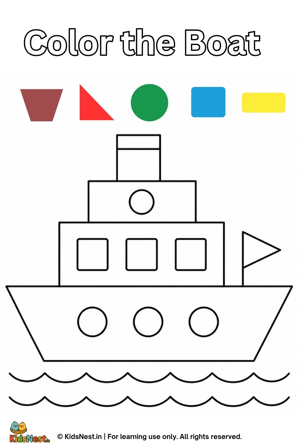 Printable Ship Shapes Coloring Page for Kids