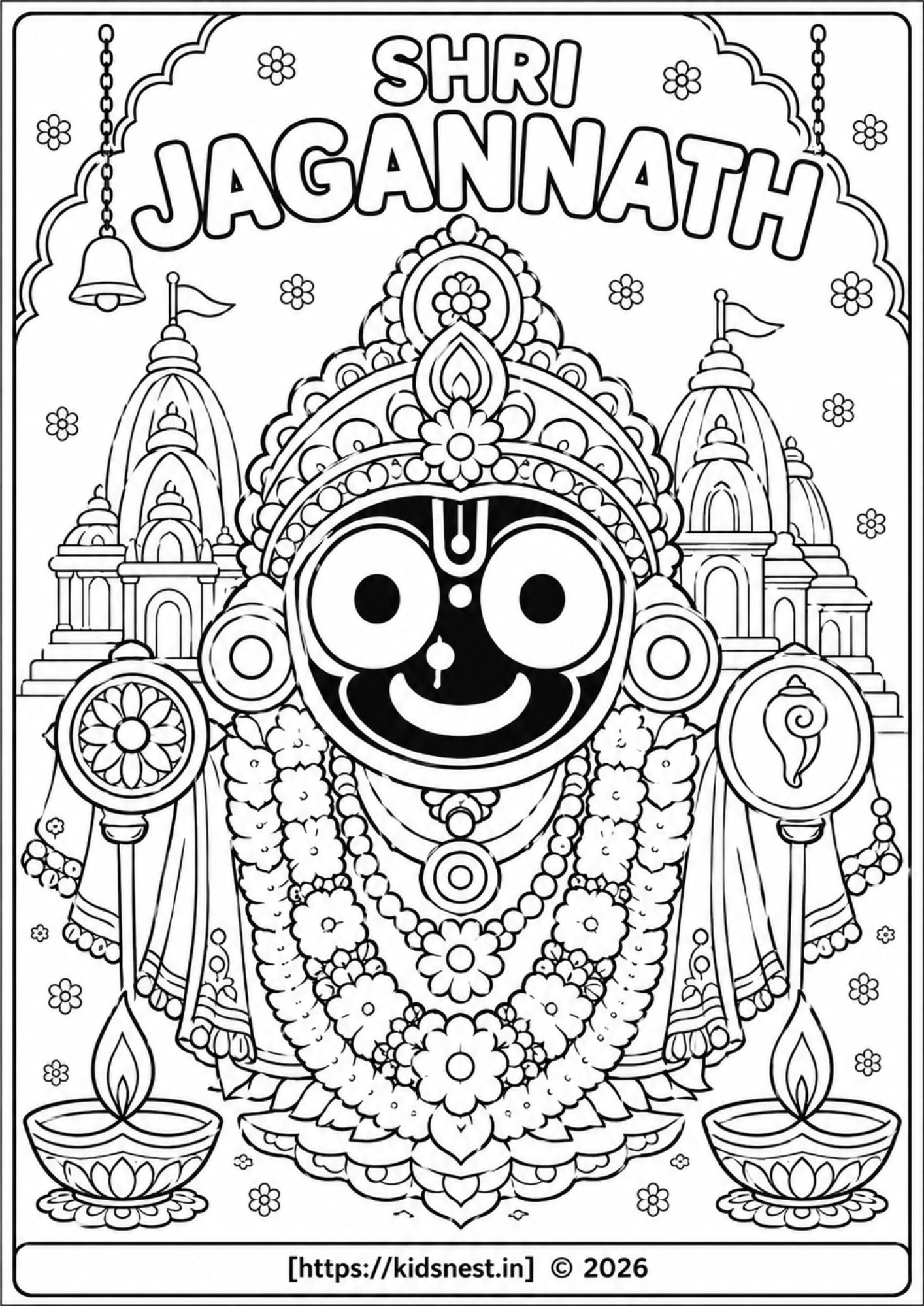 Shri Jagannath Colouring Pages for Kids | Printable Worksheets