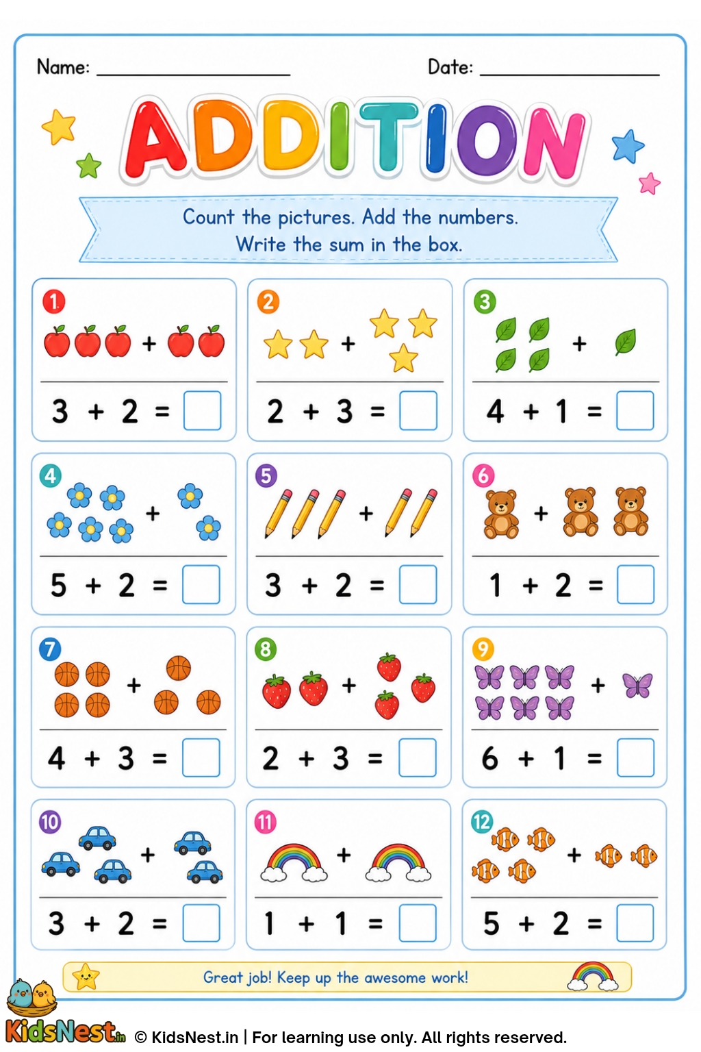 Simple Addition Worksheets for Kids | Free Printable Math