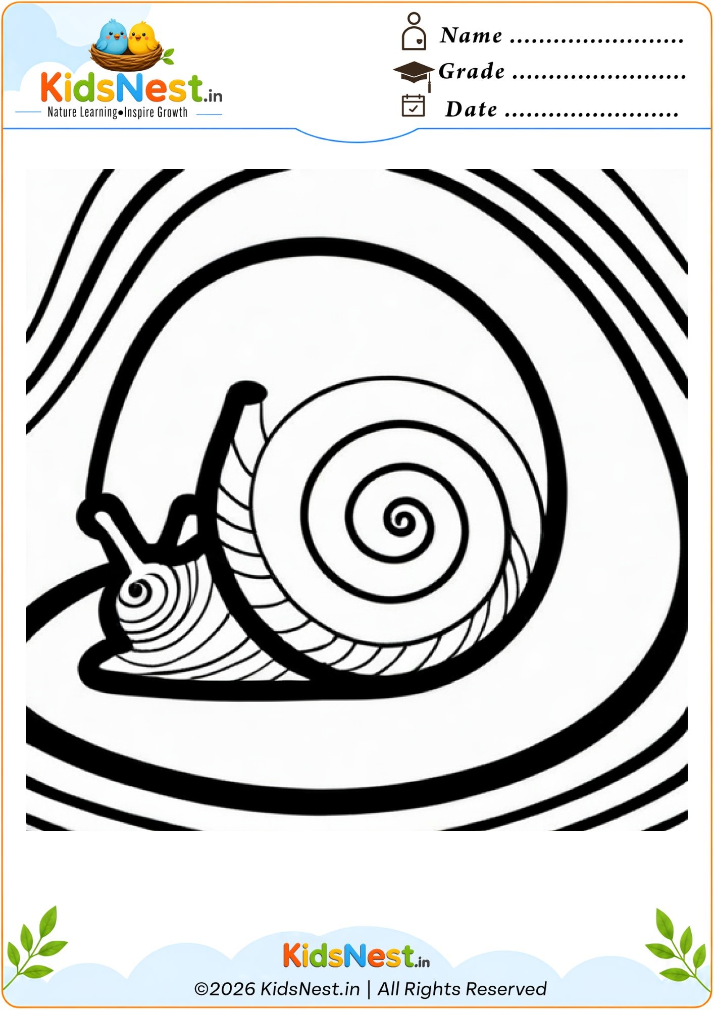 Free Printable Snail Coloring Page for Kids | Educational Fun