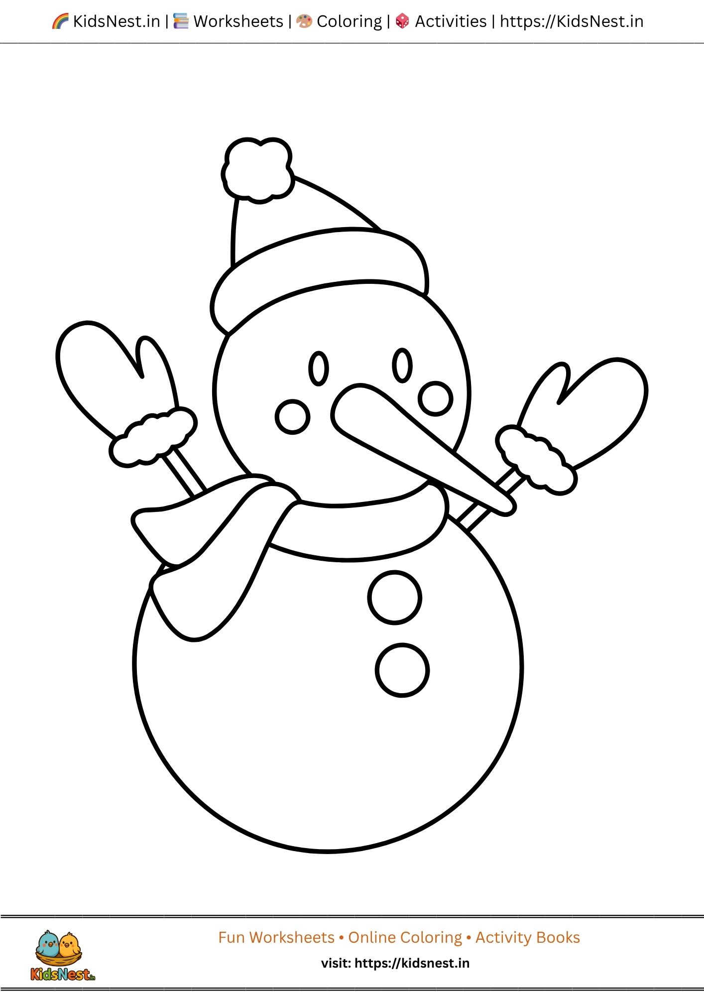 Printable Snowman Christmas Coloring Page for Kids