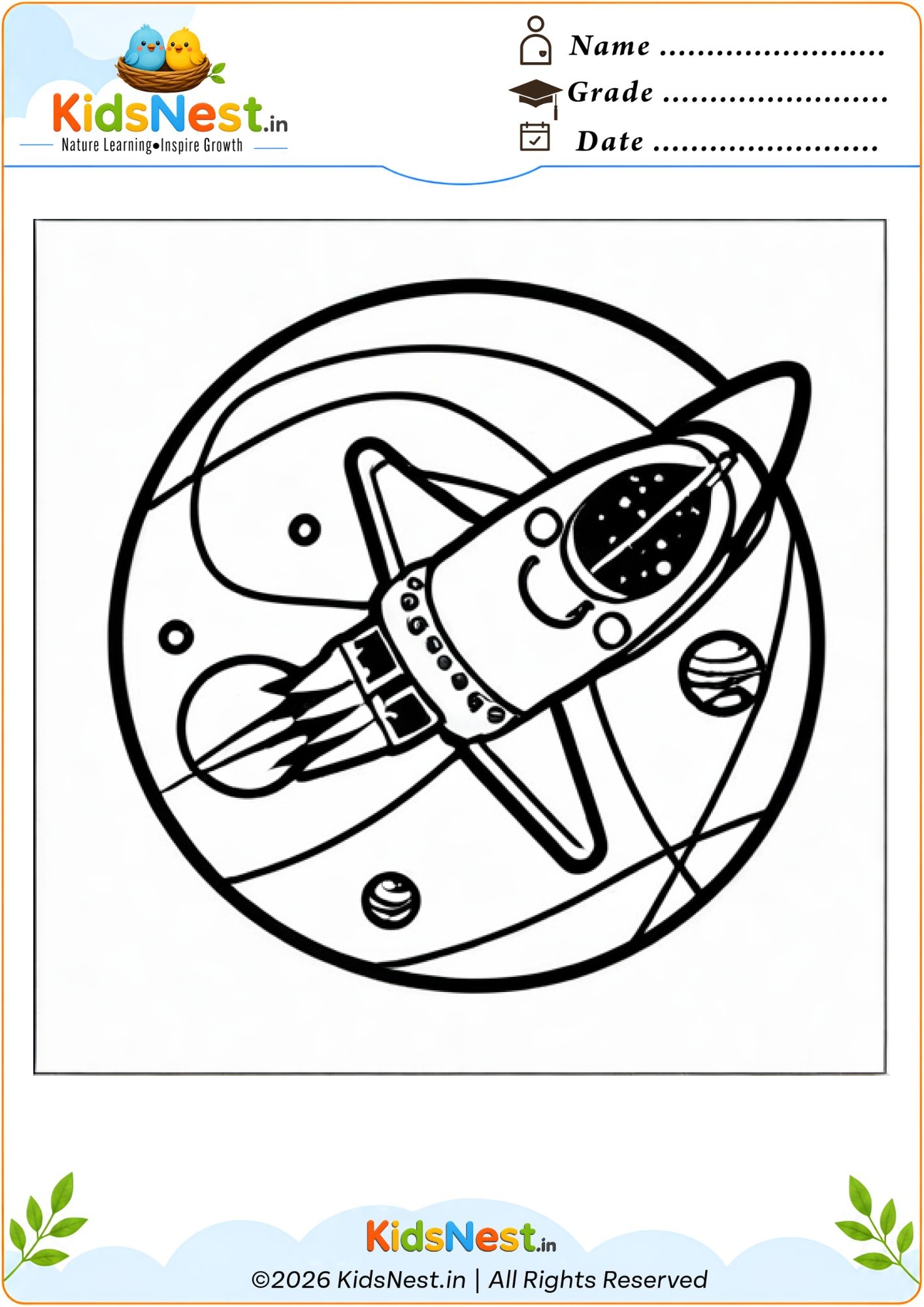 Space Rocket Coloring Page for Kids | Printable Activity