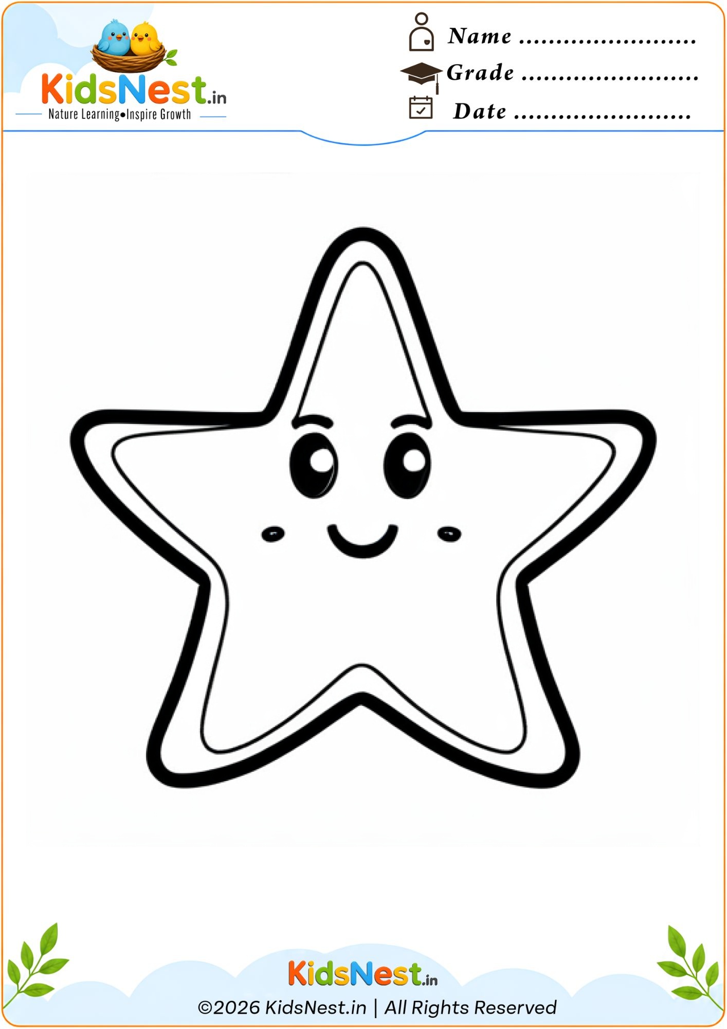 Free Printable Star Coloring Page for Kids | Educational Fun