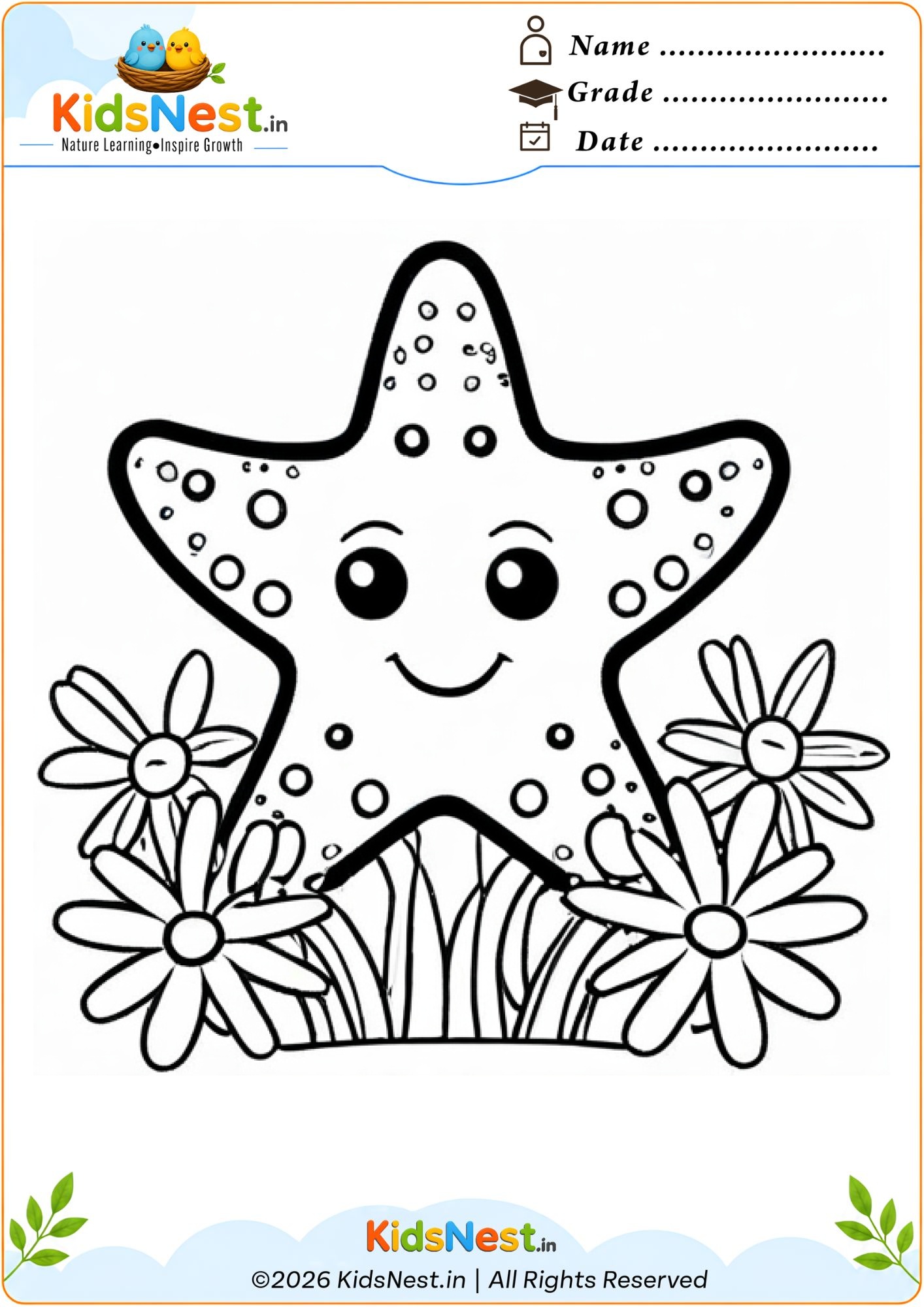 Free Starfish Coloring Page for Kids | Printable Activity