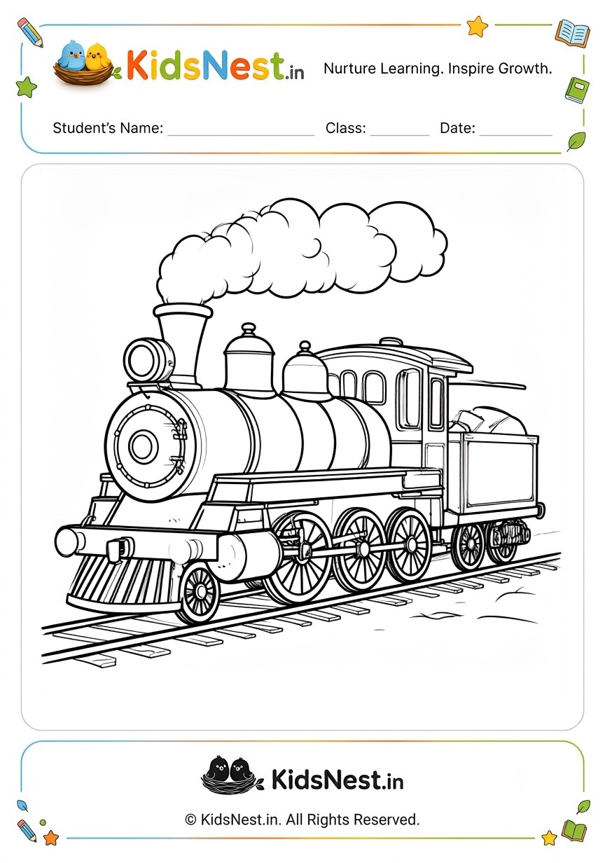 Steam Locomotive Coloring Activity