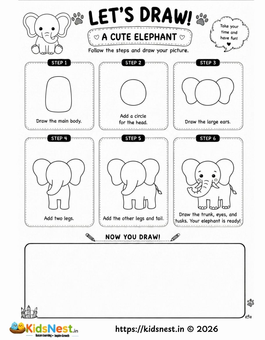 How to Draw a Cute Elephant: Step-by-Step Guide for Kids