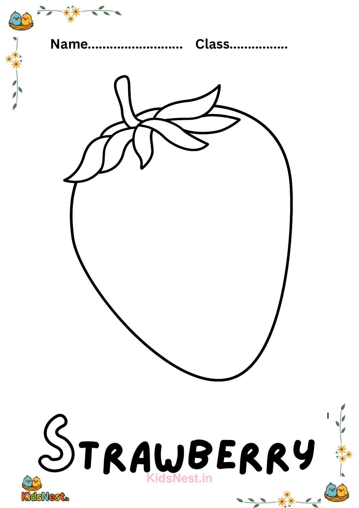 Free Strawberry Coloring Page | Printable Fun for Kids