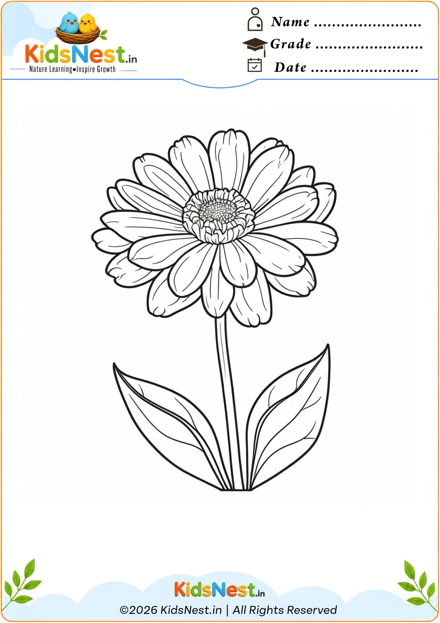 Free Sunflower Coloring Page for Kids | Printable Activity
