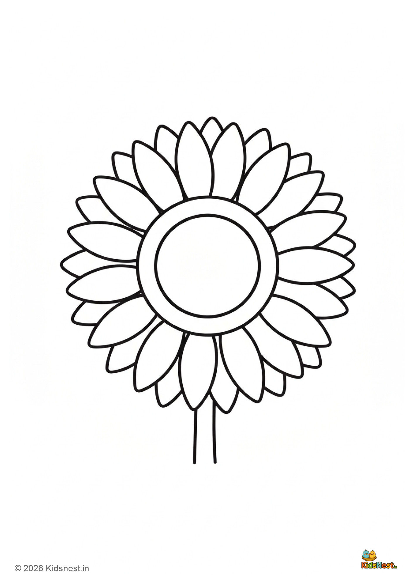 Sunflower Coloring Page for Kids | Free Printable Worksheet