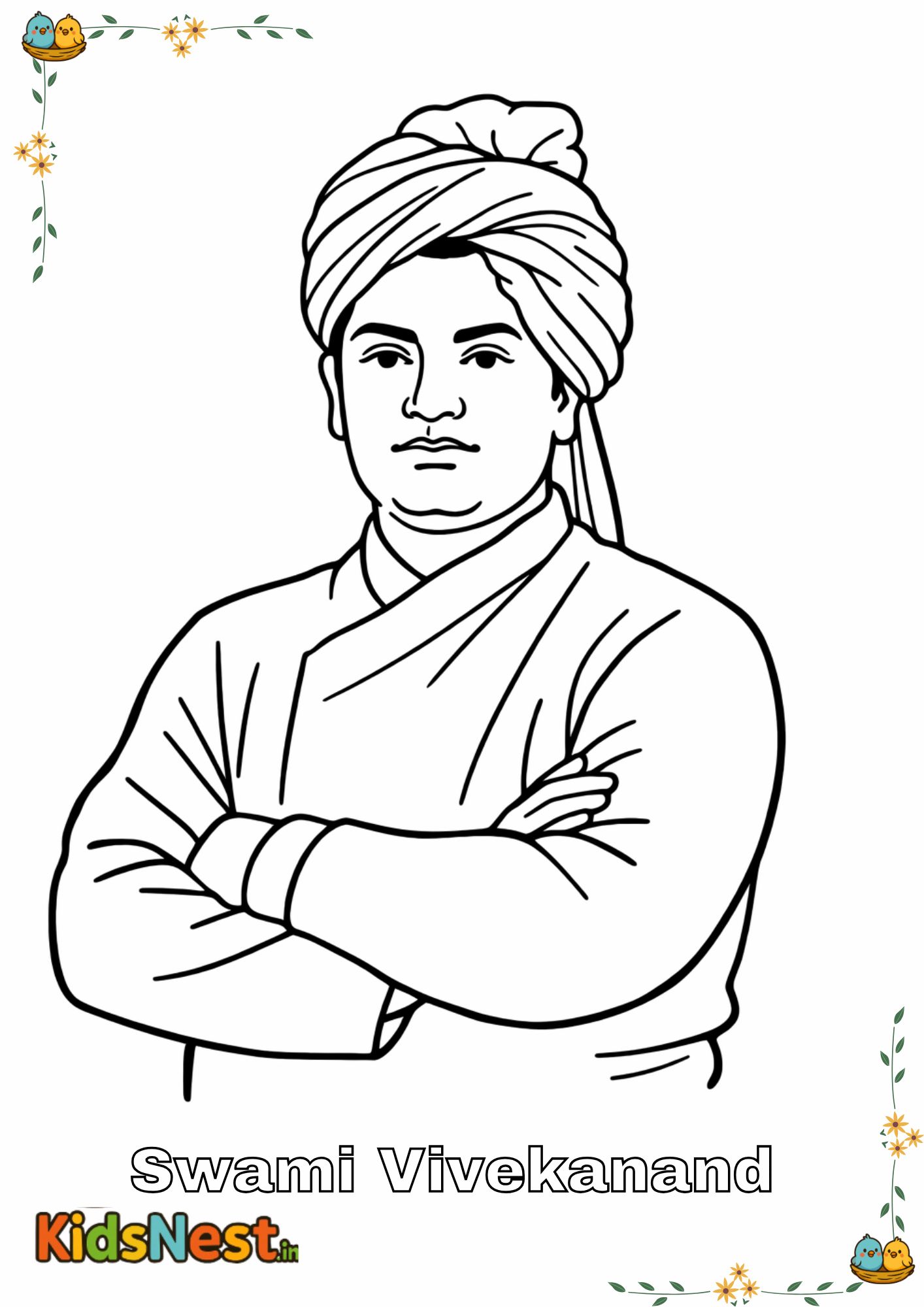 Swami Vivekanand Coloring Page for Kids | Free Printable