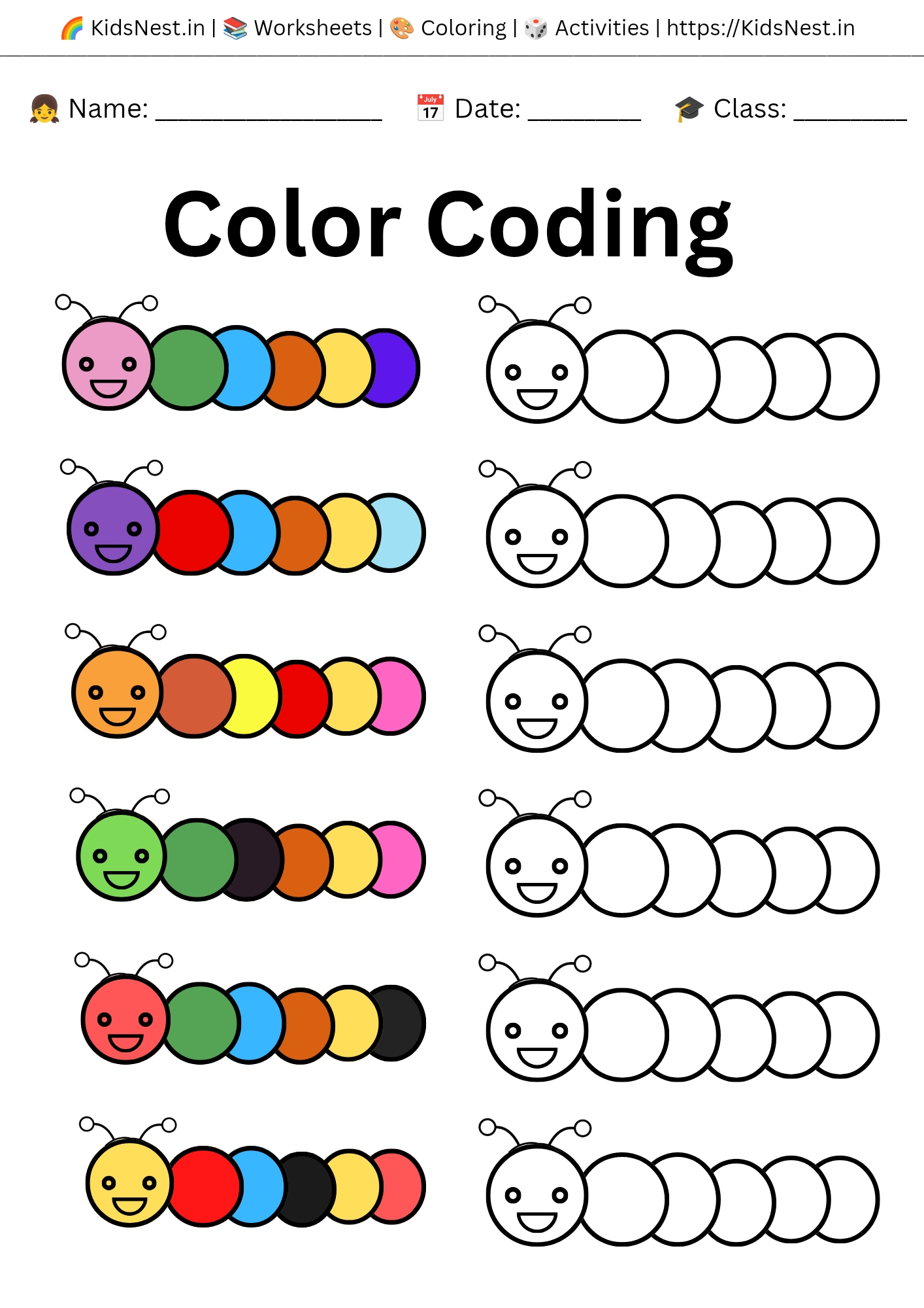 Printable Symmetrical Color Coding Worksheet for Kids