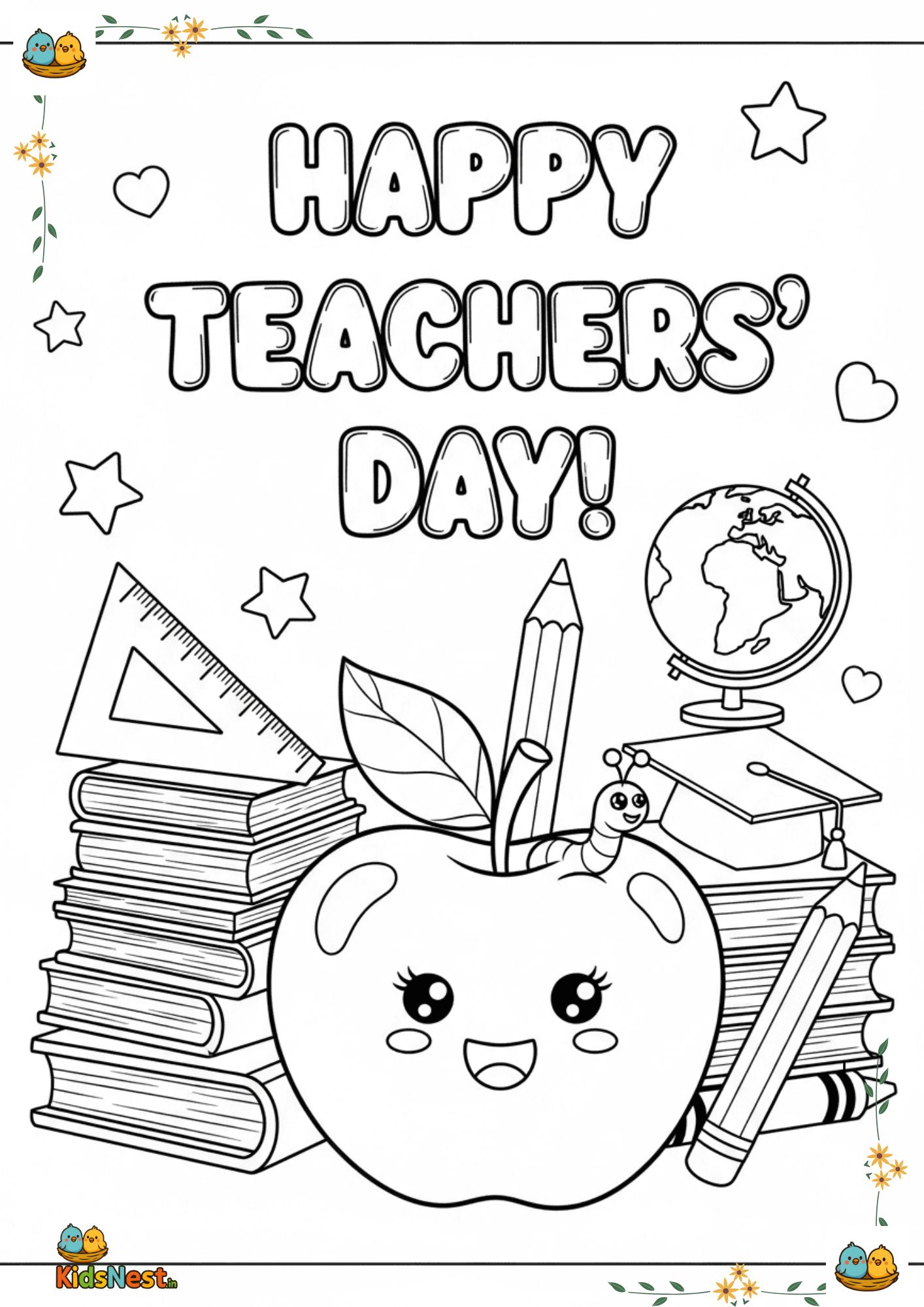 Teachers Day Coloring Page for Kids - Free Printable