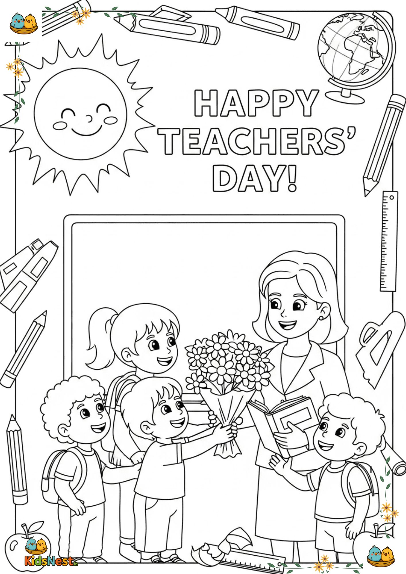 Teachers Day Coloring Page | Free Printable for Kids