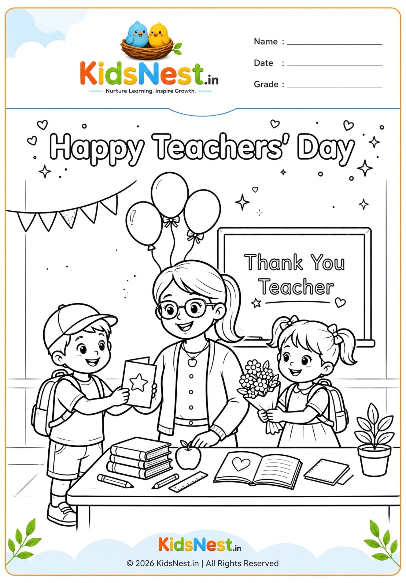 Free Printable Teachers Day Coloring Pages for Kids