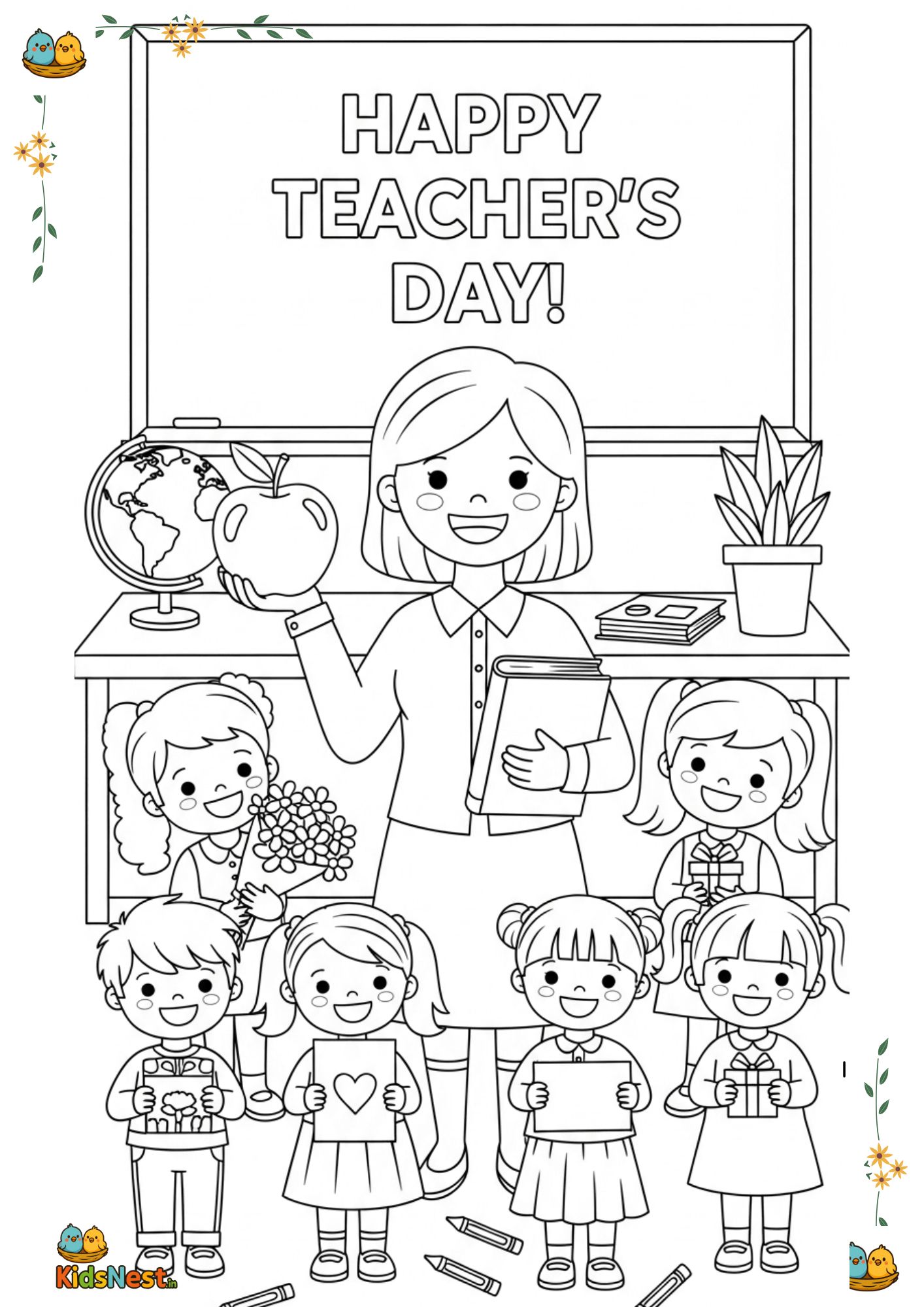 Teachers Day Worksheet for Kids | Printable Activity