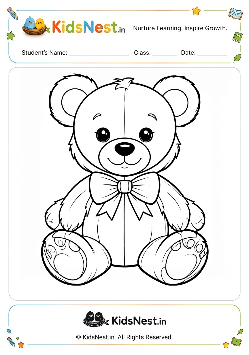 Teddy Bear Coloring Page for Kids | Free Printable Activity