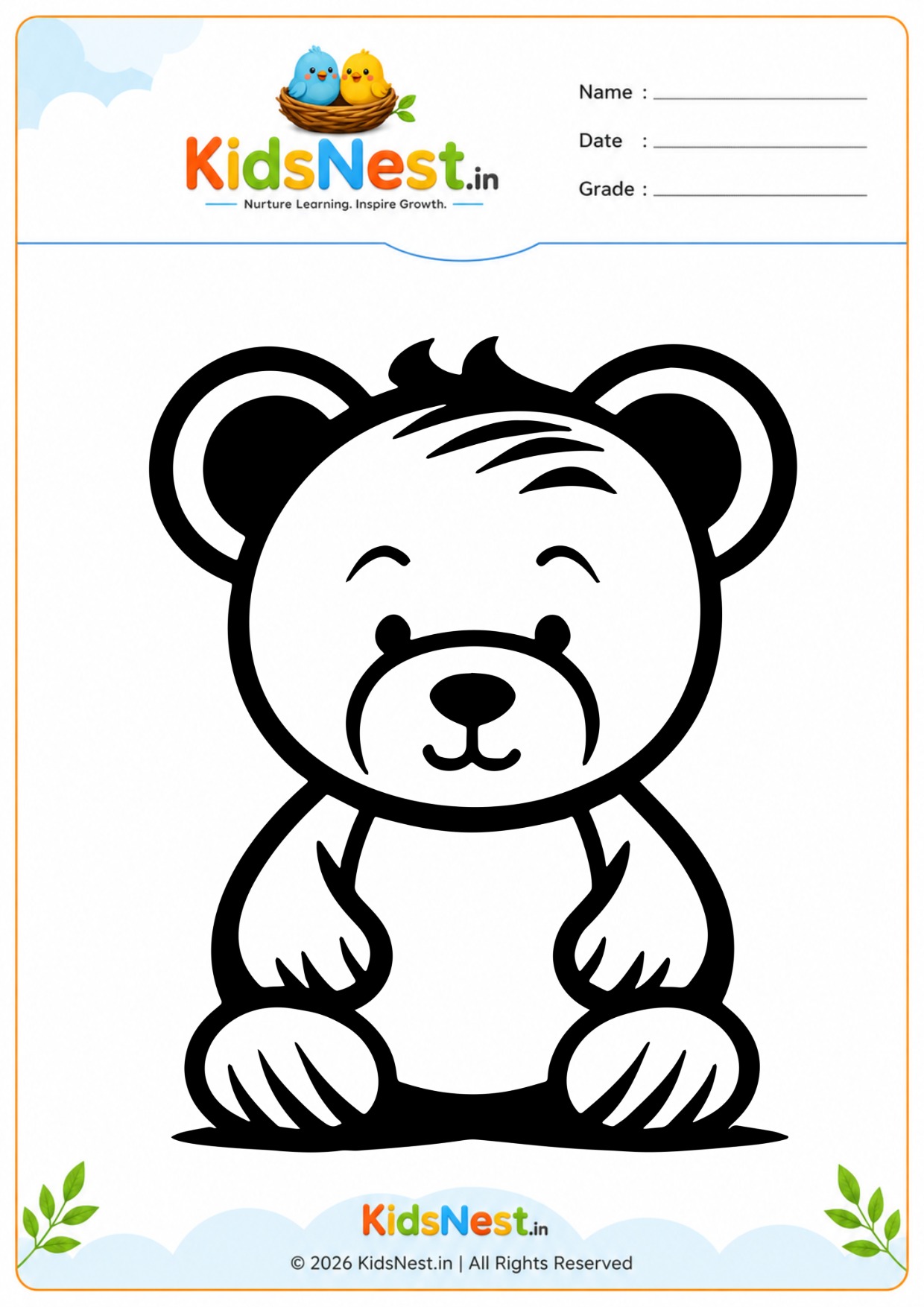 Free Printable Teddy Bear Coloring Page for Kids | Fun Activity