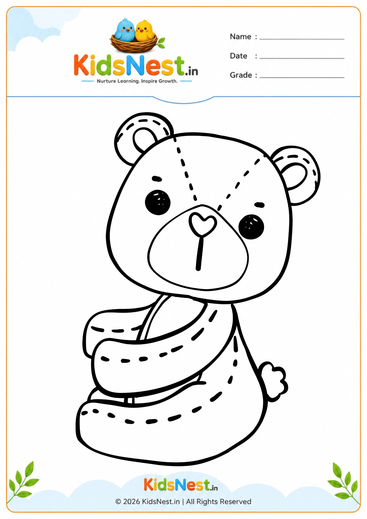 Teddy Bear Coloring Worksheet | Free Printable for Kids