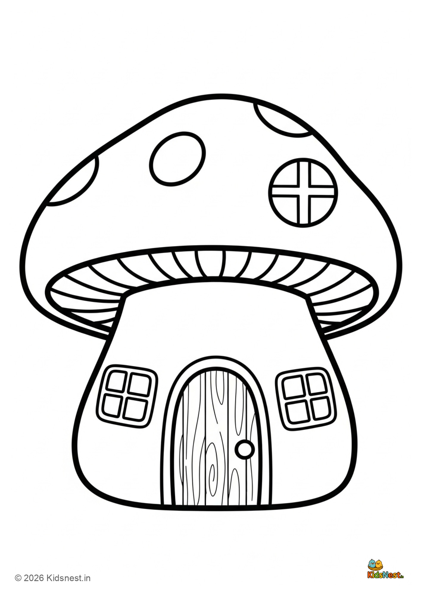 The Happy Mushroom House Coloring Page | Free Printable