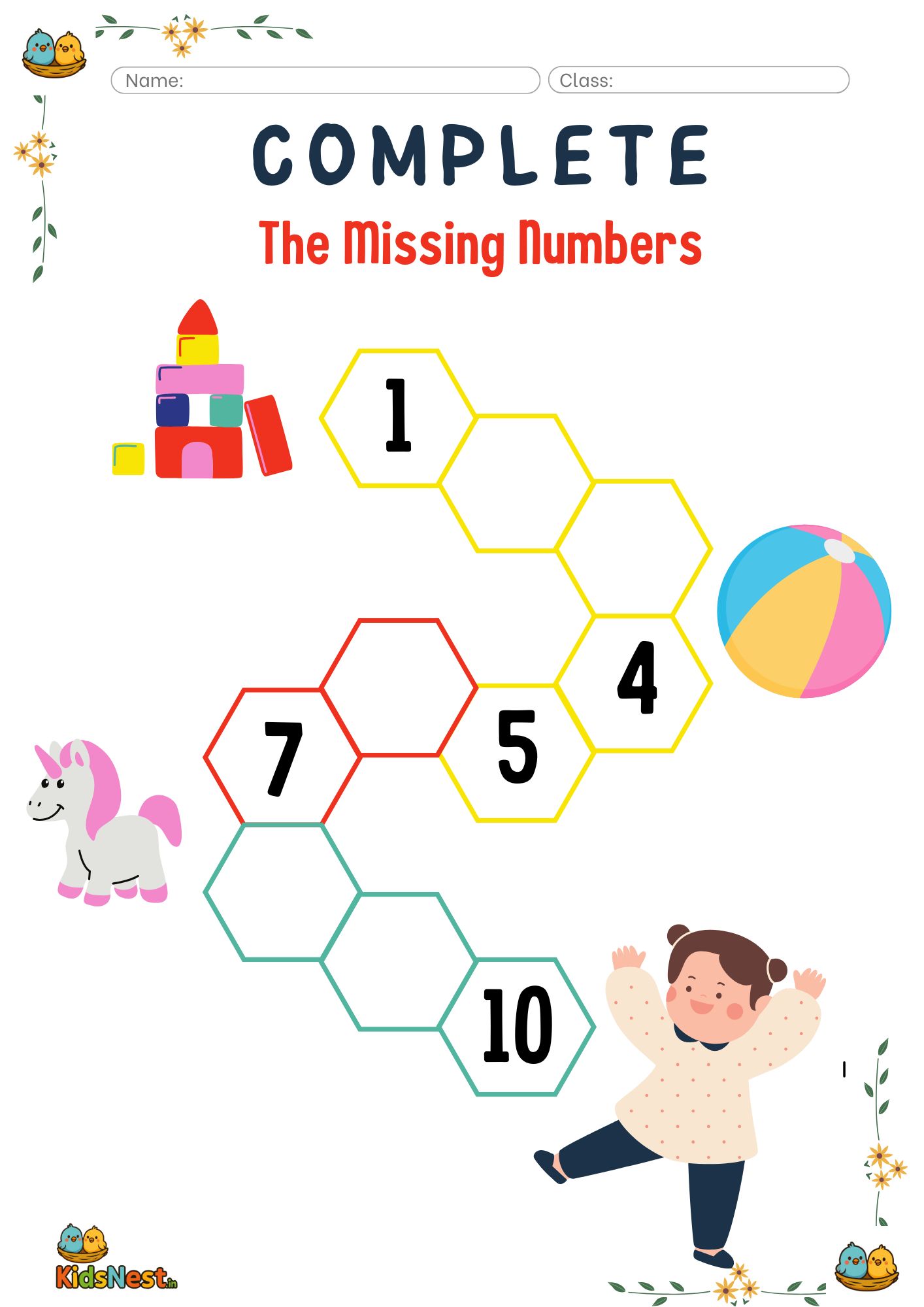 Missing Numbers Math Worksheet | Printable Fun for Kids