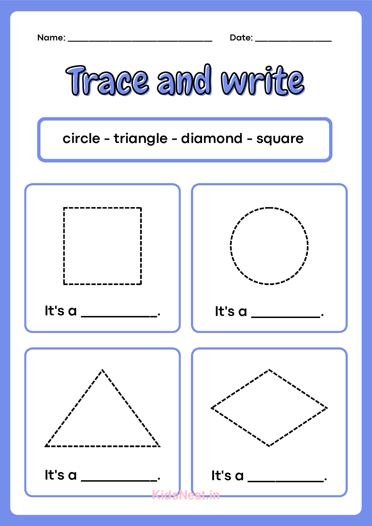 Printable Trace & Write Activities for Preschool & Kindergarten