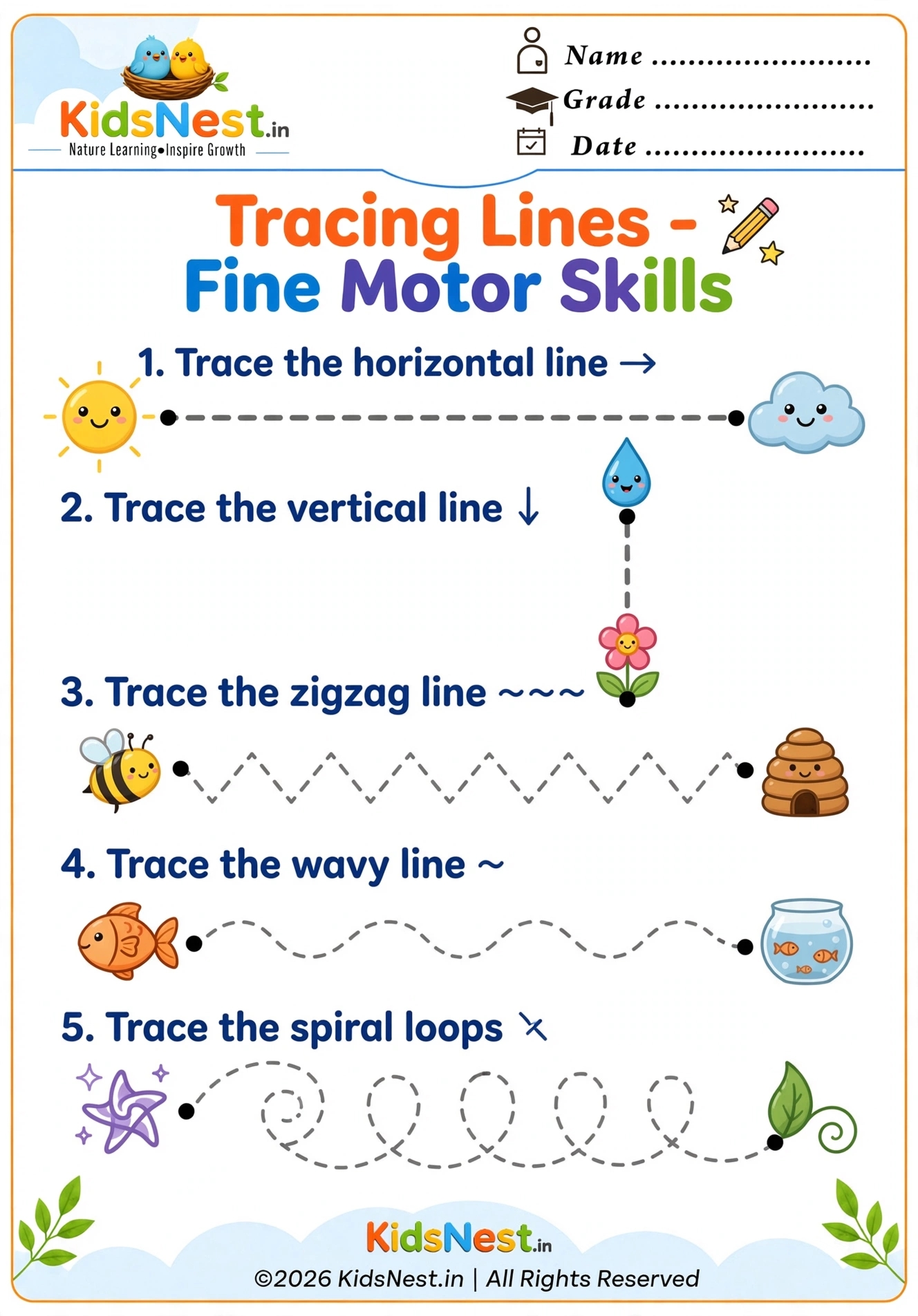 Tracing Lines Worksheets | Printable Fine Motor Skills for Kids
