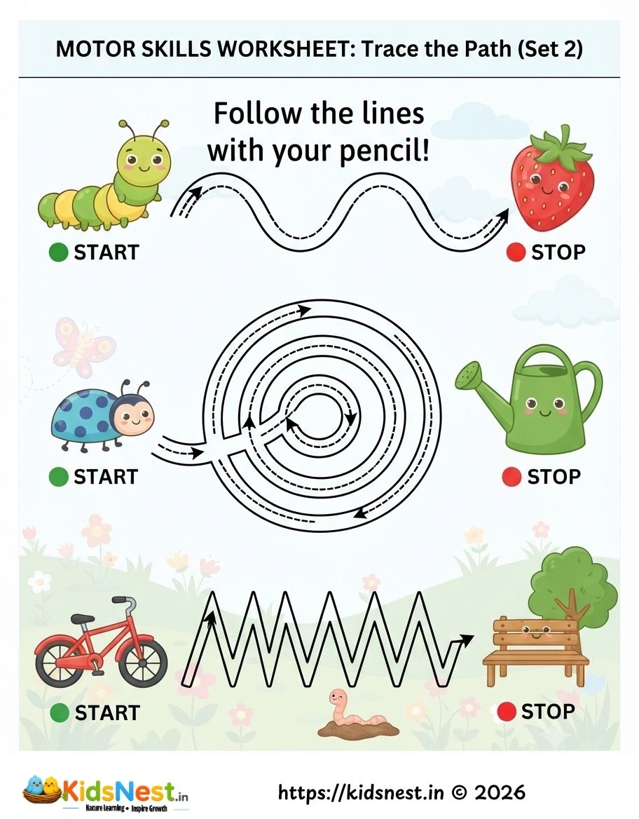 Tracing Lines Worksheets | Preschool Motor Skills Practice