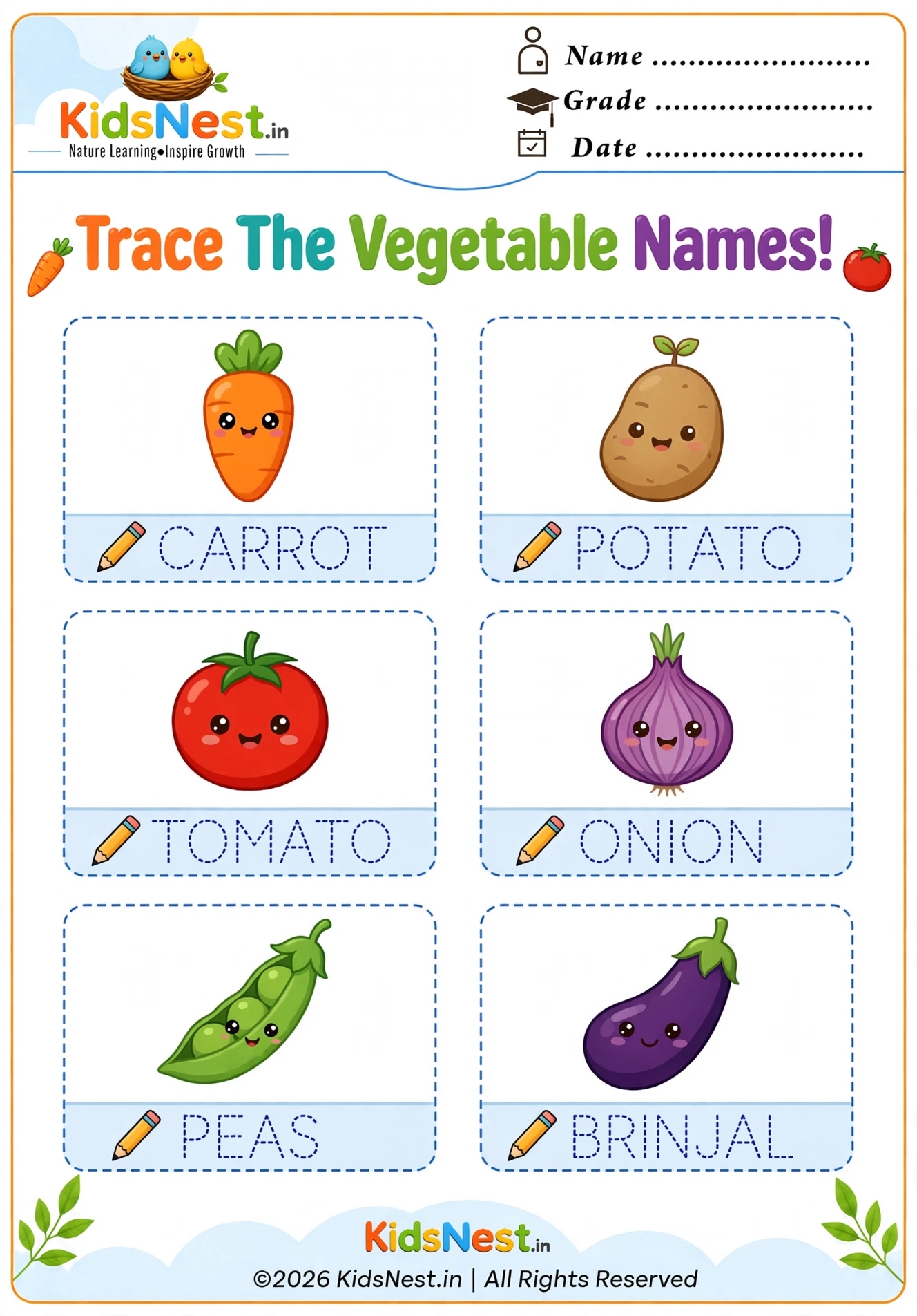 Tracing Vegetable Names
