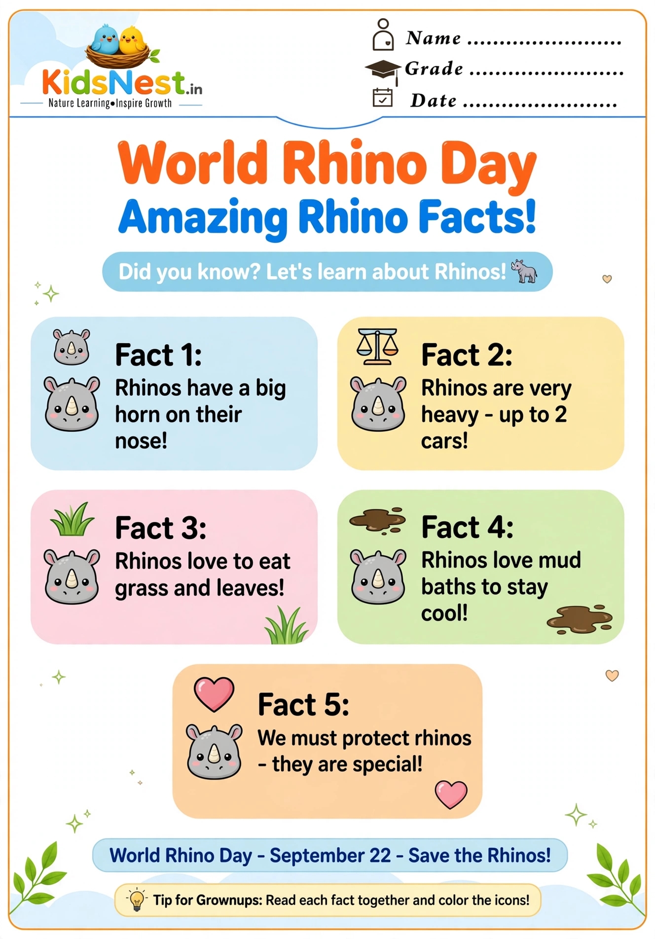 World Rhino Day: Fun Tracing Activities & Facts for Kids
