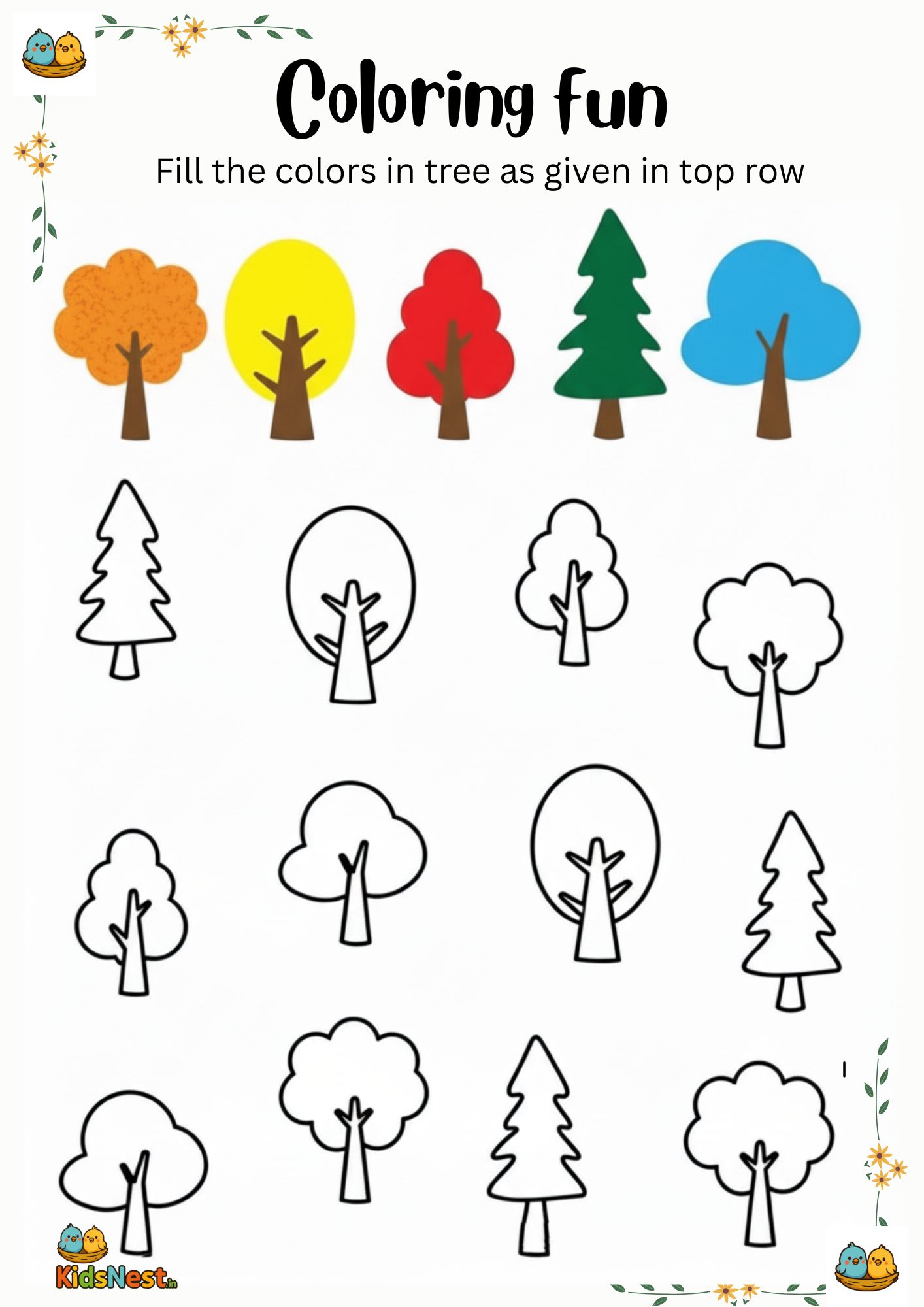 Printable Tree Coloring Pages for Kids | Fun Activities