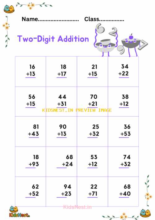 Two-Digit Addition Worksheets | Math Activities for Kids