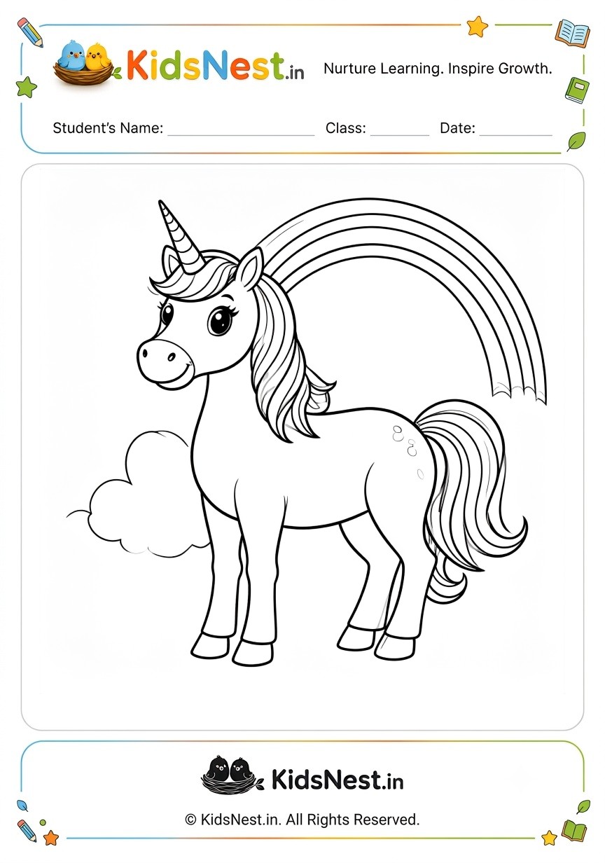 Free Printable Unicorn Coloring Worksheet for Kids