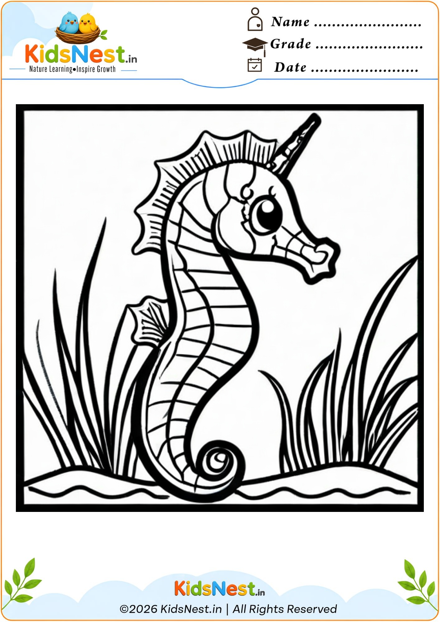 Unicorn Seahorse Coloring Page | Free Printable for Kids