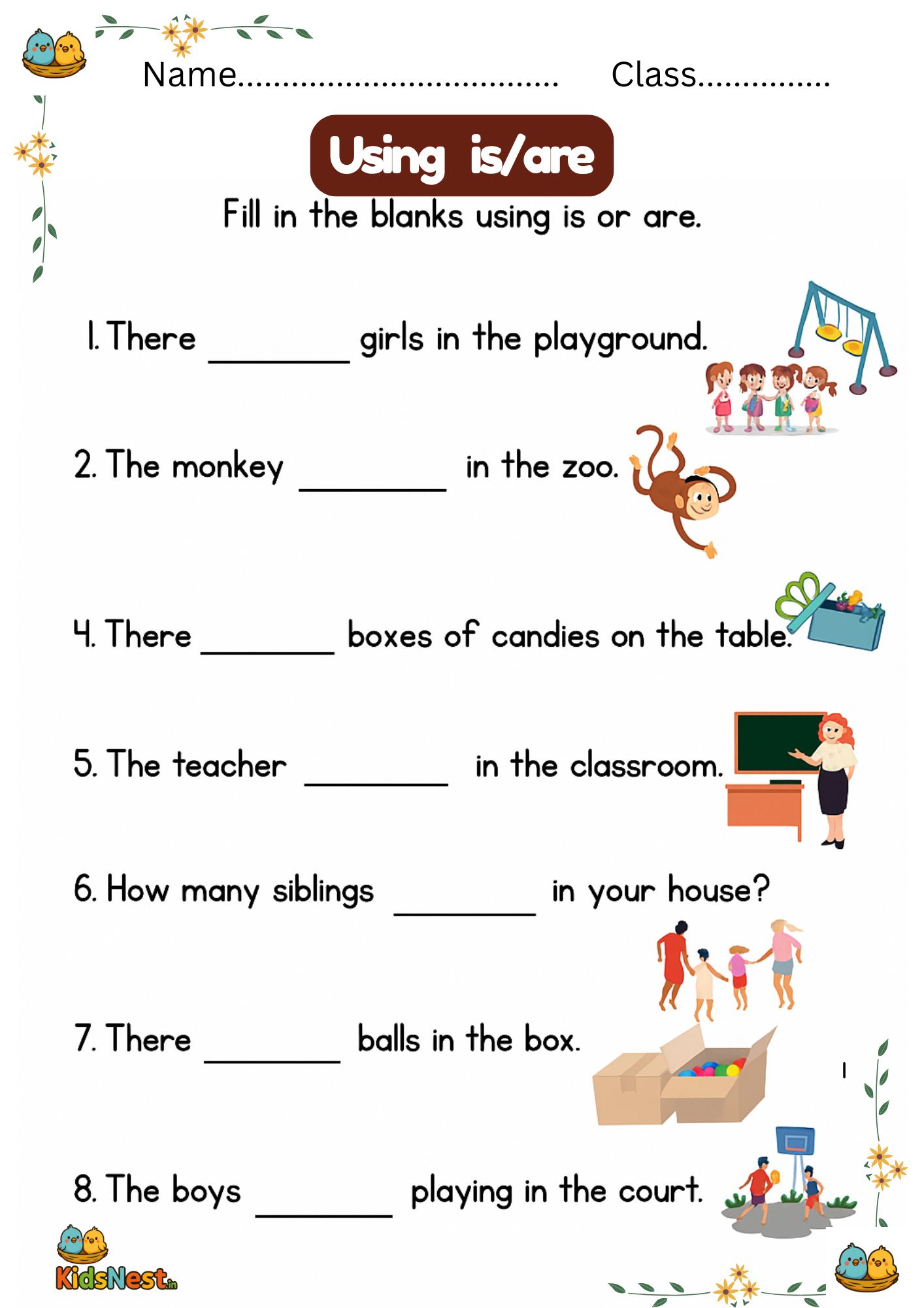 Is Are Worksheets for Kids | Printable Grammar Activities